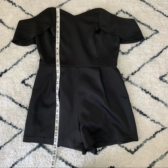 J.O.A. Black Silk Off the Shoulder Romper - Picture 9 of 14